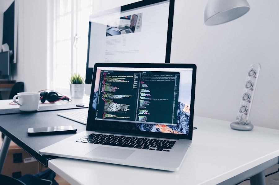 Laptop showing software development environment